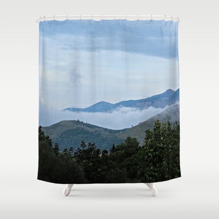 Hills Clouds Scenic Landscape 3 Shower Curtain