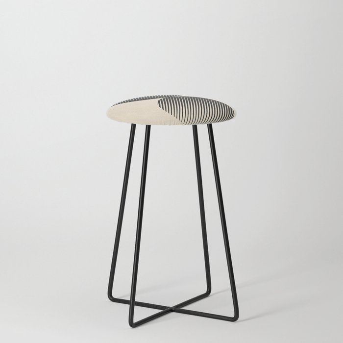 Abstraction_DOUBLE_SUN_BLACK_GRAPHIC_VISUAL_POP_ART_0512A Counter Stool