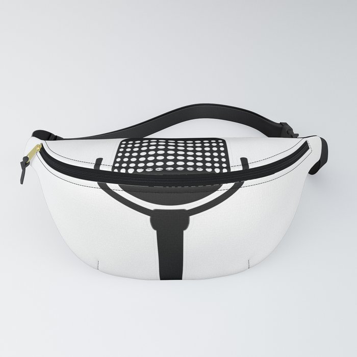 Retro Microphone In White Line Drawing Fanny Pack