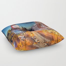 Spain Photography - Downtown Madrid Lit Up In The Night Floor Pillow