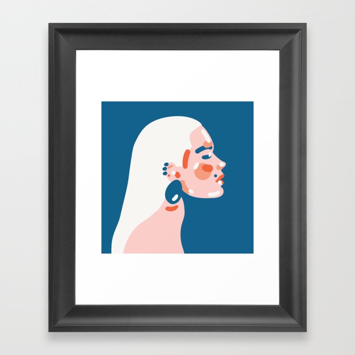 Classy fashion inspired simplified portrait of beutiful woman Art Print Framed Art Print