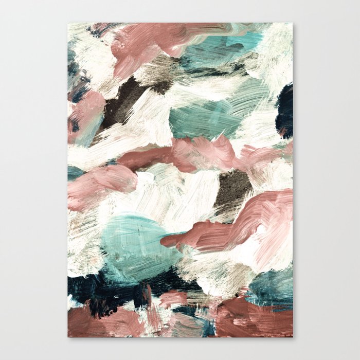 Abstract Painting Vi Green Dusty Pink Canvas Print By