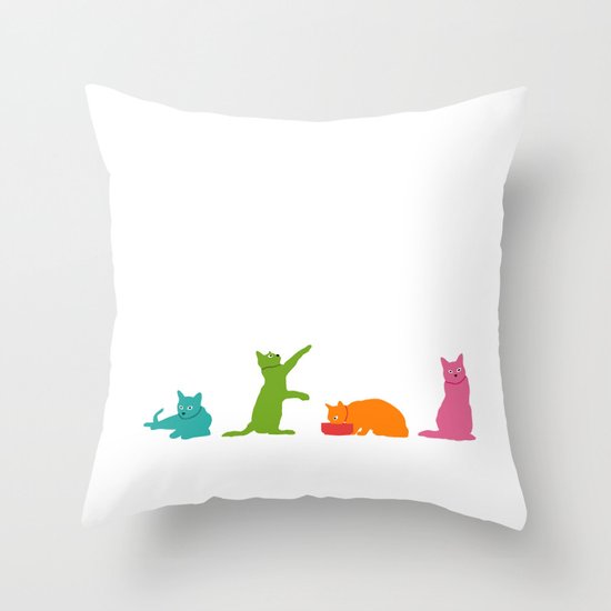 Cats Multicolor Throw Pillow