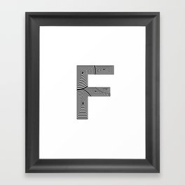 capital letter F in black and white, with lines creating volume effect Framed Art Print