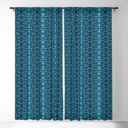 Liquid Light Series 38 ~ Blue Abstract Fractal Pattern Blackout Curtain