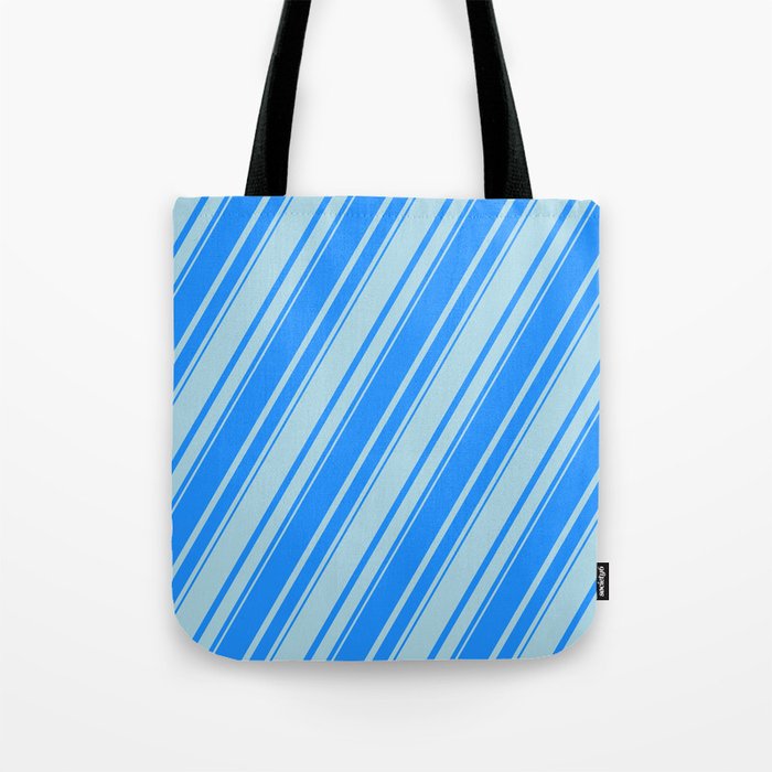 Blue & Light Blue Colored Lines/Stripes Pattern Tote Bag