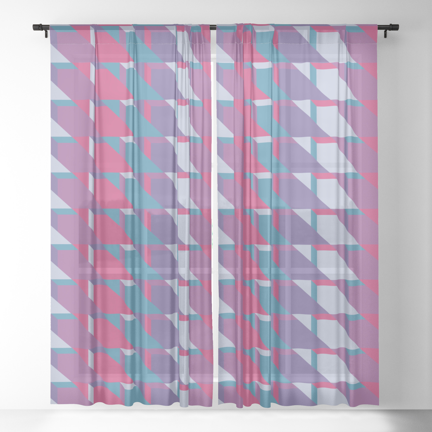 Abstract Drama Society6 Violet Pattern Sheer Curtain By