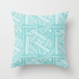 Sketchy Abstract (Teal & White Pattern) Throw Pillow
