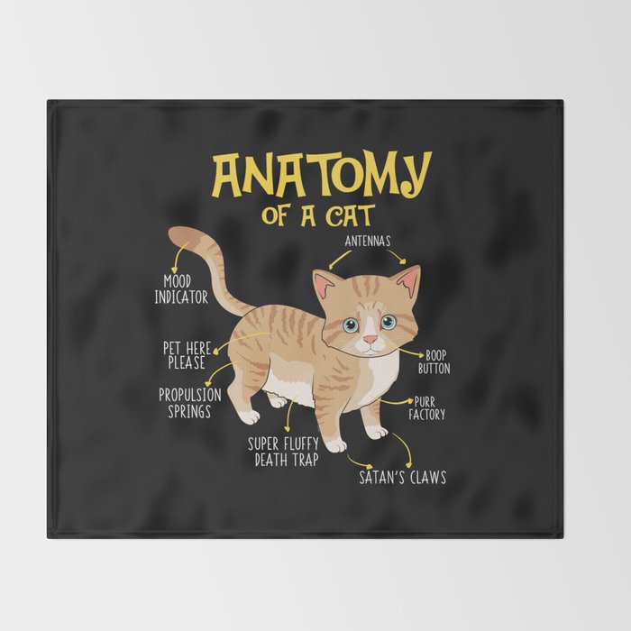 Funny Anatomy Of A Cat Kitten Feline T Shirt Throw Blanket By Pubeast Society6