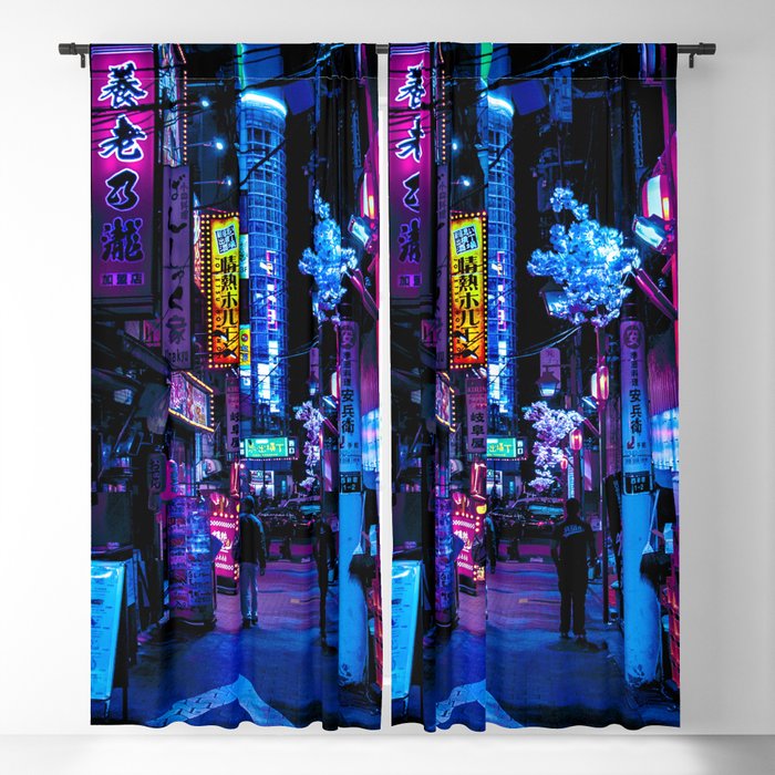 Tokyo's Moody Blue Vibes Blackout Curtain by HimanshiShah | Society6
