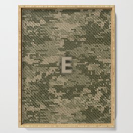 Personalized E Letter on Green Military Camouflage Army Design, Veterans Day Gift / Valentine Gift / Military Anniversary Gift / Army Birthday Gift  Serving Tray