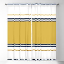 Wide and Thin Stripes Color Block Pattern in Mustard Yellow, Navy Blue, Ivory, and White Blackout Curtain
