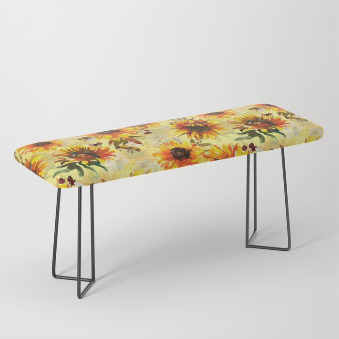 Sunflowers And Bees Forever - Sunflower Pattern Bench