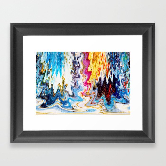 Colorful Fluid Acrylic Paint Pour Framed Art Print