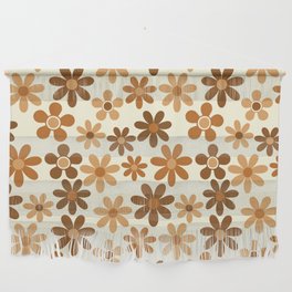 Mid Century Multicolor Abstract Floral Pattern - Brown Wall Hanging