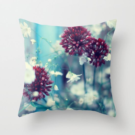 Flowers on Blue Throw Pillow