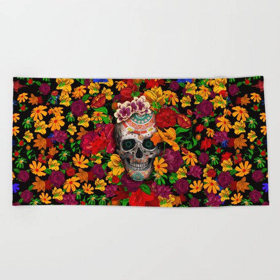Day of the dead sugar skull flower iPhone 4 4s 5 5c 6, ipod, ipad, pillow case Beach Towel