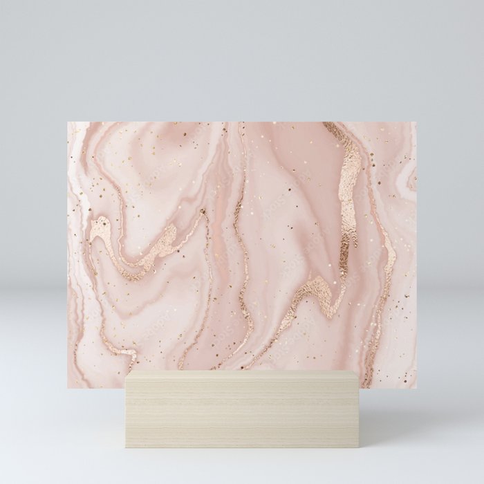 Elegant Marble Pink Pattern Mini Art Print