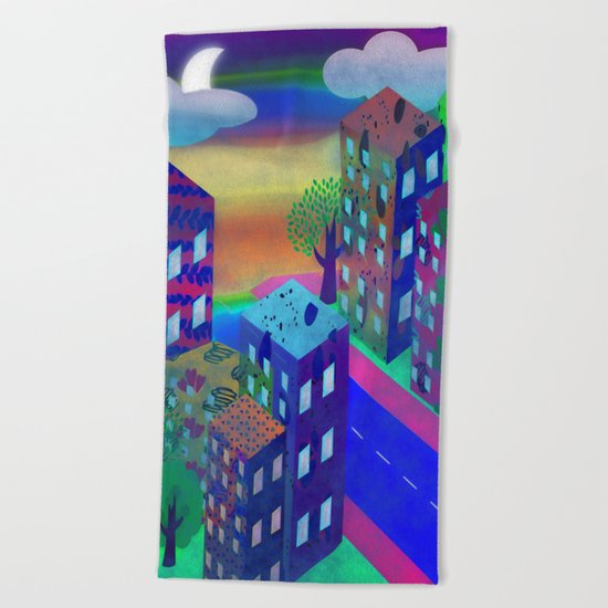 Abstract Urban At Night Beach Towel