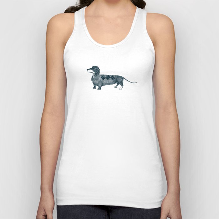 Dachshund wearing argyle sweater Tank Top