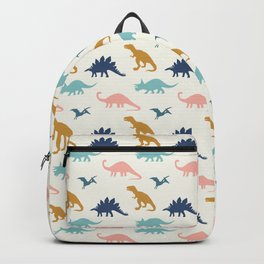 Dinosaur Silhouettes in Blue + Gold Backpack