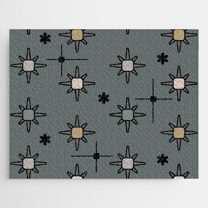 Atomic Sky Starbursts Multicolored Slate Gray Jigsaw Puzzle