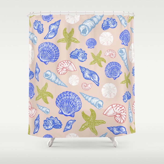 Seashell Print - Blue and green Shower Curtain