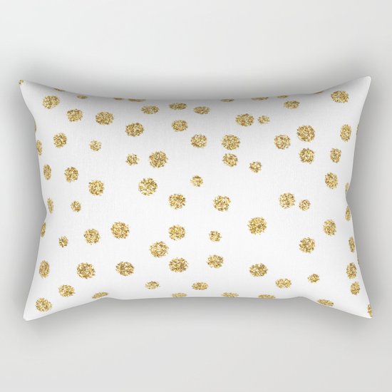 Gold glitter confetti on white - Metal gold dots Rectangular Pillow
