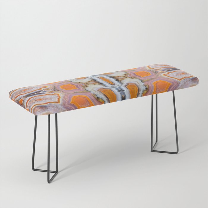 AgateMash (kaleidoscopic mosaic of gorgeous orange, white, pink and purple agate geodes) Bench