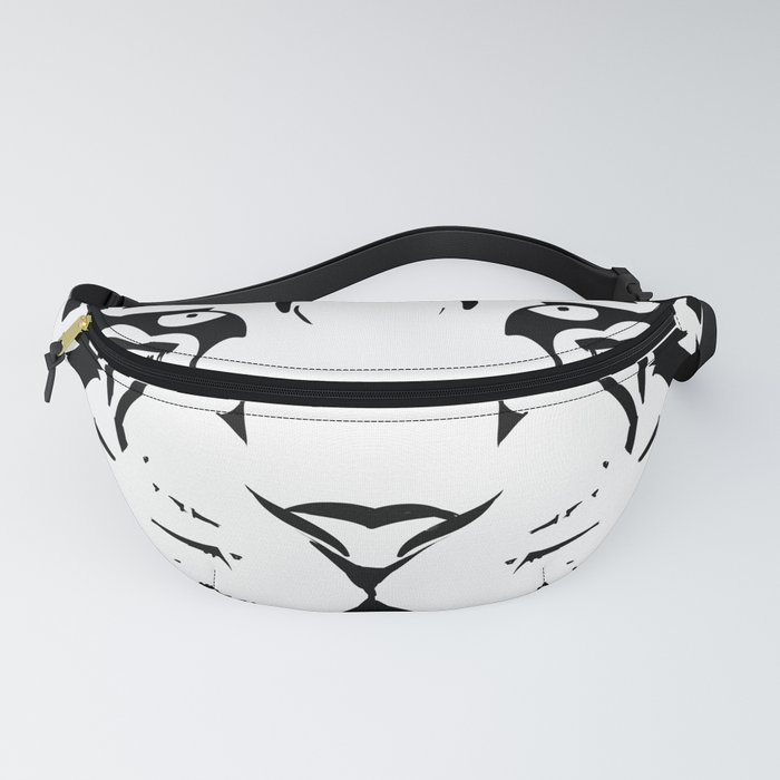Black and white tiger head close up Fanny Pack