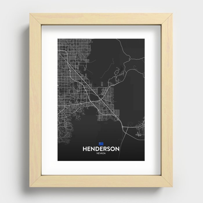 Henderson, Nevada, United States - Dark City Map Recessed Framed Print