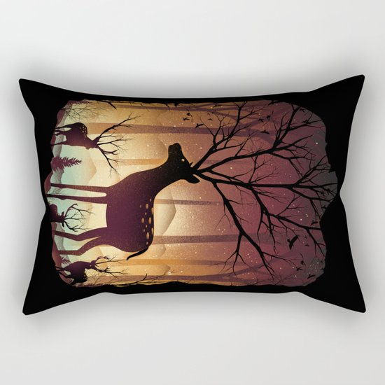 Into Deer Woods Rectangular Pillow