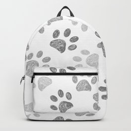Black and grey paw print pattern Backpack | Cat, Stars, Dog, Diamonds, White, Black, Girls, Print, Cute, Handdrawn 