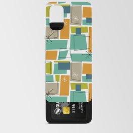Turquoise Blue Orange Green Rectangles Starburst Mid Century Pattern Android Card Case