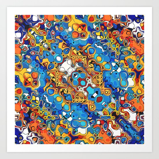 Orange And Blue Abstract Art Print