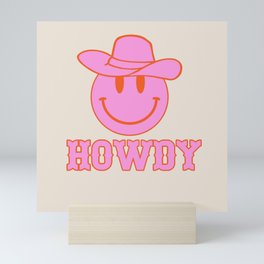 Happy Smiley Face Says Howdy - Western Aesthetic Mini Art Print
