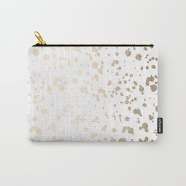 Luxe Gold Painted Dots on White Carry-All Pouch