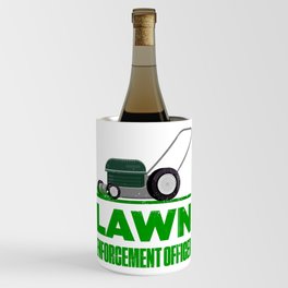 Lawn Enforcement Officer With Mover Funny Gardening Distressed Wine Chiller