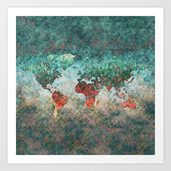 World Map Square Art Print