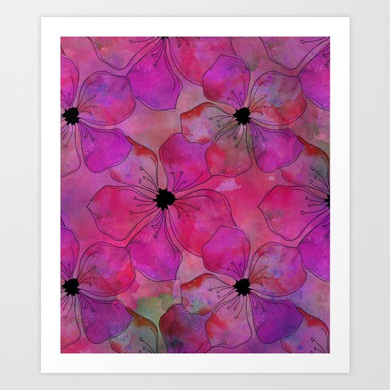 Amazing Pink watercolor floral art Art Print