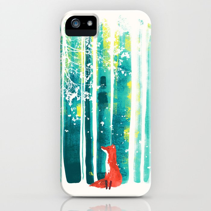 fox in quiet forest iphone case