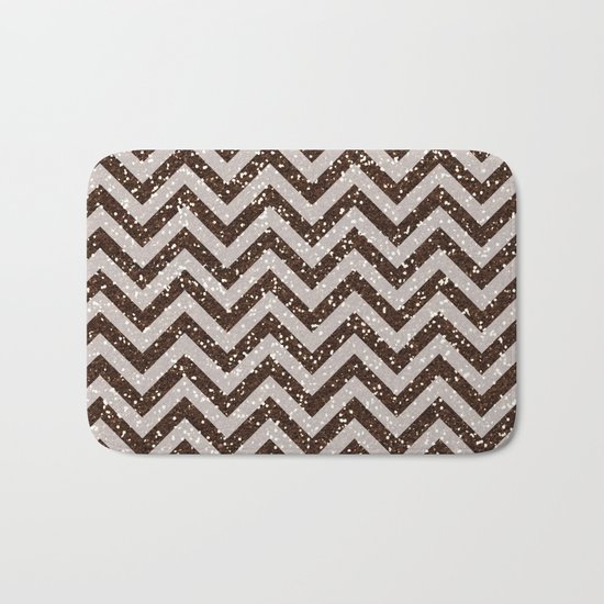 Sparkling brown glitter chevron pattern - coffee IV Bath Mat