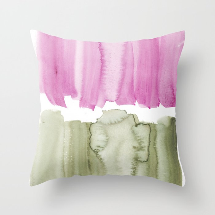 24   Abstract Expressionism Watercolor Painting 220331 Minimalist Art Valourine Original  Throw Pillow