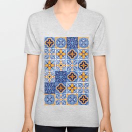Azulejo pattern 10 V Neck T Shirt