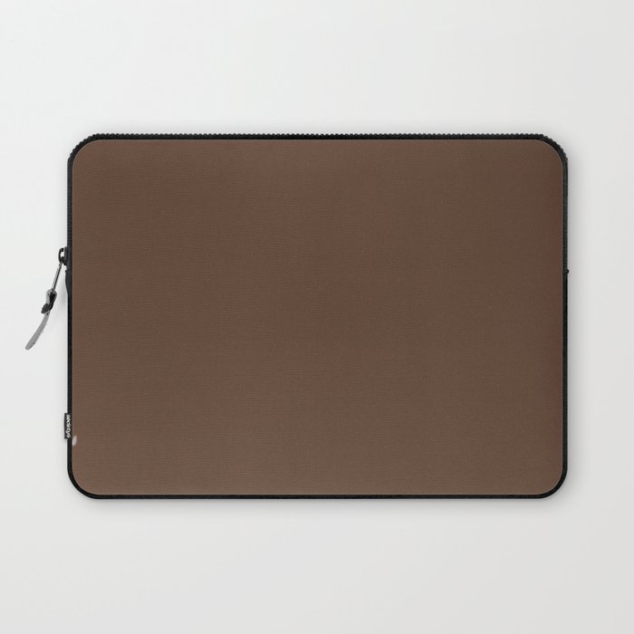 DARK BROWN solid color.  Earthy color plain pattern Laptop Sleeve
