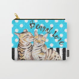 Bengal Cats Polka Dot Watercolor Love Carry-All Pouch