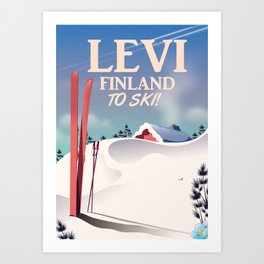 Levi, Finland ski vintage style travel poster. Art Print