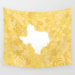 Texas Yellow Rose Outline Wall Tapestry