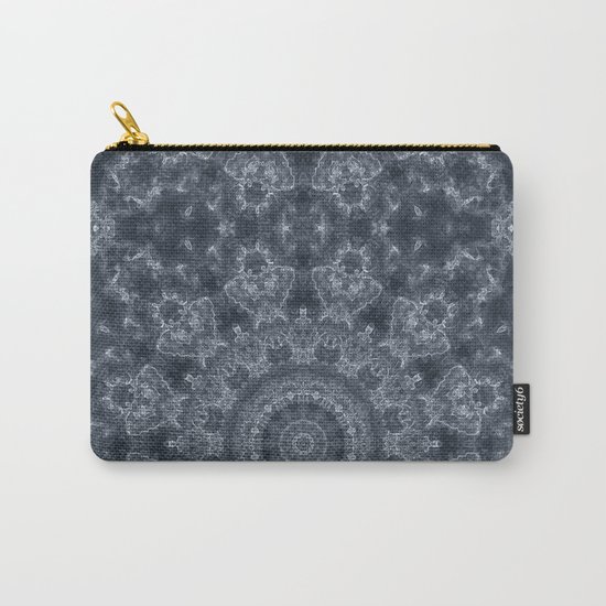 Gray - blue marble kaleidoscope, ornament elements print Carry-All Pouch