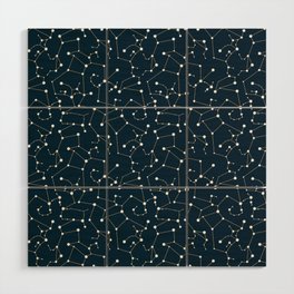 Constellation Simple Pattern Blue Wood Wall Art